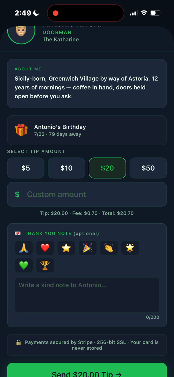 TipT tip amount selection